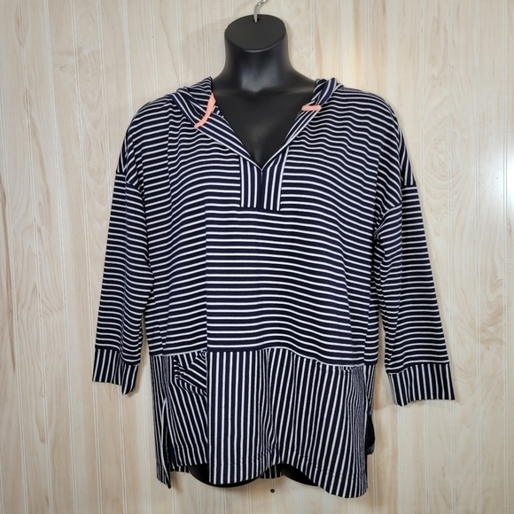 MelloDay Hooded Nautical Striped Sweatshirt Sz 1X - Picture 1 of 6